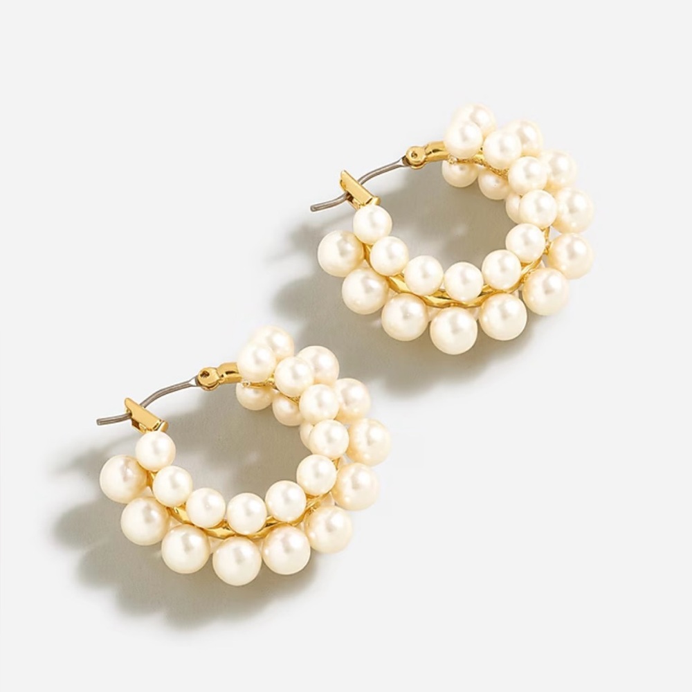 J. Crew Layered Mini Pearl Hoop Earrings